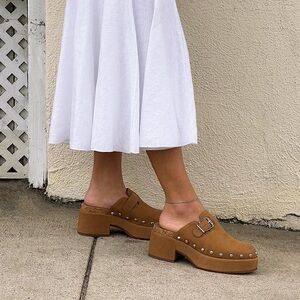 Dolce Vita Tan Mules with Buckle Detail